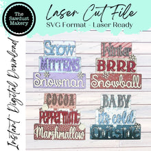 Load image into Gallery viewer, Winter Word Stackers | Winter Mini Block SVG | SVG File | Laser Cut File | Glowforge | Winter Tiered Tray SVG Add-on laser cut svg file
