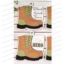 Load image into Gallery viewer, Military Combat Boots Ornament Bundle SVG File | Laser Cut File | Christmas Ornament SVG | Military Ornament svg | Military SVG