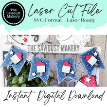 Load image into Gallery viewer, Popsicle Banner SVG | Laser Cut File | Glowforge | 4th of July SVG | Banner SVG | Banner | Mini Banner svg | Summer Svg | Patriotic svg
