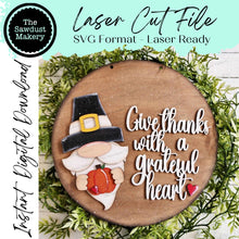 Load image into Gallery viewer, Fall Gnome Door Hanger Bundle Laser File | Fall | Round Door Hanger Bundle | Laser SVG Bundle File | Laser Cut File | Thanksgiving SVGS