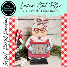 Load image into Gallery viewer, Standing Mrs. Claus Bakery SVG File | Laser Cut File | Mrs. Claus SVG File | Christmas Shelf Sitter | Mrs. Claus Shelf Sitter SVG