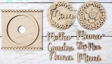 Load image into Gallery viewer, Mother's Day Seasonal Round Sign Frame Bundle | Candy/Mason Jar Lid | Cookie Jar lid | Interchangeable Frame SVG | Laser Cut File