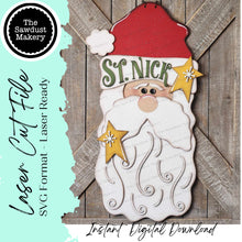 Load image into Gallery viewer, St. Nick Santa Claus Door Hanger SVG File | Laser Cut File | Santa SVG File | Door Hanger svg | Christmas svg | Santa svg