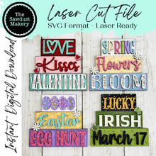 Load image into Gallery viewer, Spring Word Stackers | Spring Mini Block SVG | SVG File | Laser Cut File | Glowforge | Spring Tiered Tray SVG Add-on laser cut svg file