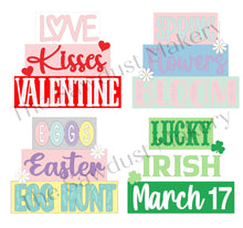Load image into Gallery viewer, Spring Word Stackers | Spring Mini Block SVG | SVG File | Laser Cut File | Glowforge | Spring Tiered Tray SVG Add-on laser cut svg file
