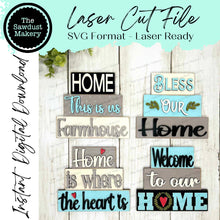 Load image into Gallery viewer, Farmhouse Home Word Stackers | Home Mini Block SVG | SVG File | Laser Cut File | Glowforge | Home Tiered Tray SVG Add-on laser cut svg file