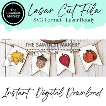 Load image into Gallery viewer, Fall Banner SVG | Laser Cut File | Glowforge | Fall Leaf SVG | Banner SVG | Banner | Mini Banner svg | Autumn Svg