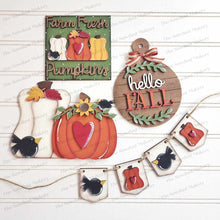 Load image into Gallery viewer, Hello Fall Pumpkin Crow SVG File | Laser Cut File | Glowforge | USA | Pumpkin | Hello Fall | Fall Breadboard | Pumpkin svg | Fall SVG