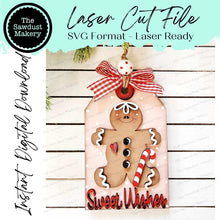 Load image into Gallery viewer, Gingerbread Sweet Wishes Gift Card Christmas Ornament SVG File | Laser Cut File | Christmas Ornament SVG | Gingerbread Ornament SVG