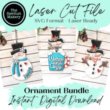 Load image into Gallery viewer, Snowman Christmas Ornament Bundle SVG File | Laser Cut File | Christmas Ornament SVG | Ornament Bundle SVG | Snowman Ornament Svg