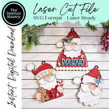 Load image into Gallery viewer, Santa Christmas Ornament Bundle SVG File | Laser Cut File | Santa Christmas Ornament SVG | Ornament Bundle SVG | Santa Claus Ornament Svg