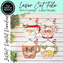 Load image into Gallery viewer, North Pole Cocoa Cup Christmas Ornament Gift Card Holder SVG File | Laser Cut File | Christmas Ornament SVG | Ornament SVG |Santa svg