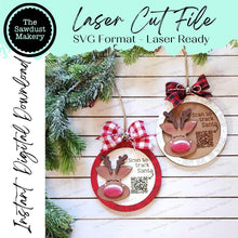 Load image into Gallery viewer, Reindeer Santa Tracker Christmas Ornament SVG File | Laser Cut File | Santa Christmas Ornament SVG | Ornament SVG | Santa Claus Laser Svg