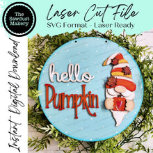 Load image into Gallery viewer, Fall Gnome Door Hanger Bundle Laser File | Fall | Round Door Hanger Bundle | Laser SVG Bundle File | Laser Cut File | Thanksgiving SVGS
