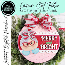 Load image into Gallery viewer, Mrs. Claus Merry and Bright 10.5" Door Hanger SVG File | Laser Cut File | Christmas SVG File | Door Hanger SVG | Santa Claus svg file