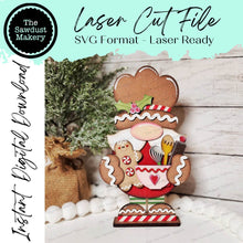 Load image into Gallery viewer, Large Gingerbread Baker Gnome SVG File | Laser Cut File | Standing Gingerbread Gnome SVG | Gnome | Gnome Shelf Sitter | Baker Gnome SVG