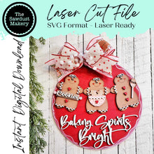 Load image into Gallery viewer, Baking Spirits Bright Gingerbread 10.5" Door Hanger SVG File | Laser Cut File | Christmas SVG File | Door Hanger SVG | Gingerbread svg file
