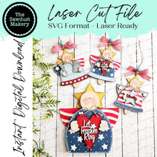 Load image into Gallery viewer, Lady Liberty Angel Shelf Sitter & Ornament SVG File | Laser Cut File | Glowforge | USA | America | 4th of July | Patriotic SVG | Liberty svg