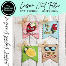 Load image into Gallery viewer, Summer Mini Hanger Signs | Summer Signs SVG | Door Hanger | SVG File | Laser Cut File | Glowforge | Mini Post Sign svgs