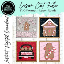 Load image into Gallery viewer, 6" x 6" Gingerbread Sign Laser SVG File | Laser Cut File | Interchangeable Frame | Leaning Ladder Svg | Christmas Laser Cut file