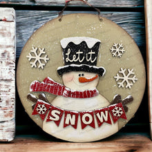 Load image into Gallery viewer, Snowman Let it Snow Banner 10.5" Door Hanger SVG File | Laser Cut File | Winter SVG File | Door Hanger SVG | Snowman Laser file