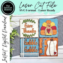 Load image into Gallery viewer, Thanksgiving Sign Laser Cut File | Laser Cut File | Interchangeable Frame | Fall Leaning Ladder| Give Thanks | Turkey SVG