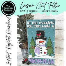 Load image into Gallery viewer, In the Meadow Snowman Pallet Sign Door Hanger SVG File | Laser Cut File | Snowman SVG File | Door Hanger svg | WinterSVG | Snowman Svg