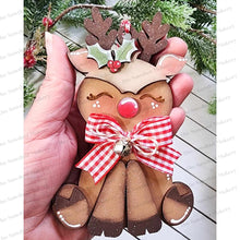 Load image into Gallery viewer, Sitting Reindeer Pop-Out Christmas Ornament SVG File | Laser Cut File | Christmas Ornament SVG | Ornament SVG | Reindeer Laser Svg