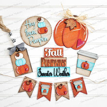 Load image into Gallery viewer, Hello Pumpkin Tiered Tray Display SVG File | Laser Cut File | Glowforge | Pumpkin | Hey There Pumpkin | Pumpkin latte svg | Fall SVG