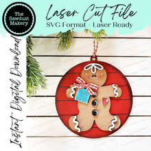 Load image into Gallery viewer, Gingerbread Merry & Bright Christmas Ornament SVG File | Laser Cut File | Christmas Ornament SVG | Ornament SVG | Gingerbread Ornament svg