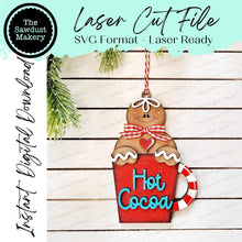 Load image into Gallery viewer, Gingerbread Hot Cocoa Christmas Ornament SVG File | Laser Cut File | Christmas Ornament SVG | Ornament SVG | Gingerbread Ornament Laser Svg