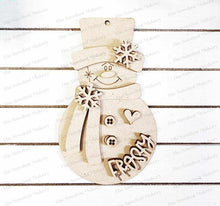 Load image into Gallery viewer, Snowman Scarf Ornament SVG File | Laser Cut File | Christmas Ornament SVG | Ornament Bundle SVG | Snowman Ornament Svg