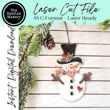 Load image into Gallery viewer, Top Hat Snowman Ornament SVG File | Laser Cut File | Christmas Ornament SVG | Ornament Bundle SVG | Snowman Ornament Svg