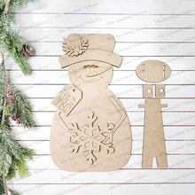 Load image into Gallery viewer, Winter Let it Snow Standing Snowman SVG | Snowman laser cut file Let it Snow | Glowforge | Snowman | Let it Snow SVG | Winter SVG