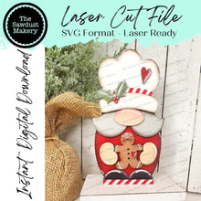 Load image into Gallery viewer, Gingerbread Baker Mini Gnome Shelf Sitter SVG File | Laser SVG Cut File | Gnome SVG Laser Cut File | Baking Gnome Shelf Sitter svg