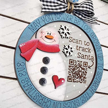 Load image into Gallery viewer, Snowman Santa Tracker Christmas Ornament SVG File | Laser Cut File | Snowman Christmas Ornament | Ornament SVG | Snowman Laser Svg