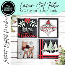 Load image into Gallery viewer, Mistletoe Christmas Sign Laser Cut File | Laser Cut File | Interchangeable Frame | Christmas Sign Inserts | Deer SVG | Christmas Sign Bundle