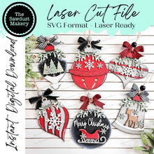 Load image into Gallery viewer, Vintage Christmas Mistletoe Ornament Bundle SVG File | Laser Cut File | Christmas Ornament SVG | Ornament SVG | Vintage Christmas svg