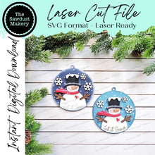 Load image into Gallery viewer, Let it Snow Snowman Christmas Ornament SVG File | Laser Cut File | Christmas Ornament SVG | Ornament SVG | Snowman Ornament svg