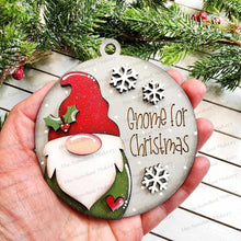 Load image into Gallery viewer, Gnome for Christmas round Ornament SVG File | Laser Cut File | Christmas Ornament SVG | Ornament SVG | Gnome Ornament Svg