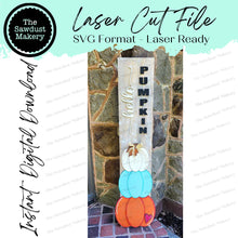 Load image into Gallery viewer, Hello Pumpkin Tiered Tray Display SVG File | Laser Cut File | Glowforge | Pumpkin | Hey There Pumpkin | Pumpkin latte svg | Fall SVG