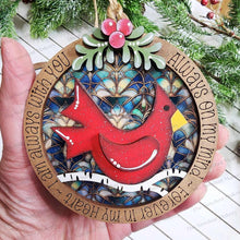 Load image into Gallery viewer, Cardinal Christmas Round Ornament SVG File | Laser Cut File | Christmas Ornament SVG | Ornament SVG | Memorial Cardinal Ornament Svg