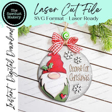 Load image into Gallery viewer, Gnome for Christmas round Ornament SVG File | Laser Cut File | Christmas Ornament SVG | Ornament SVG | Gnome Ornament Svg