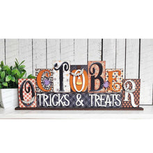 Load image into Gallery viewer, Pumpkin & October Reversible Word Blocks SVG | Fall Word Block SVG | SVG File | Laser Cut File | Glowforge | Standing Reversible svg file