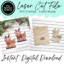 Load image into Gallery viewer, Merry & Bright Reindeer Christmas Ornament SVG File | Laser Cut File | Pop-Out Christmas Ornament SVG | Ornament SVG | Reindeer Laser Svg