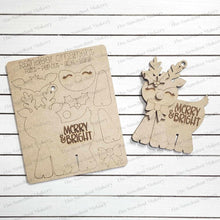 Load image into Gallery viewer, Merry & Bright Reindeer Christmas Ornament SVG File | Laser Cut File | Pop-Out Christmas Ornament SVG | Ornament SVG | Reindeer Laser Svg