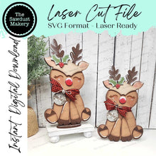 Load image into Gallery viewer, Sitting Reindeer Shelf Sitter Christmas SVG File | Laser Cut File | Christmas Reindeer SVG | Christmas SVG | Reindeer Laser Svg