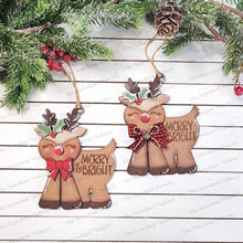 Load image into Gallery viewer, Merry & Bright Pop-Out Christmas Ornament SVG File | Laser Cut File | Christmas Ornament SVG | Ornament SVG | Reindeer Laser Svg