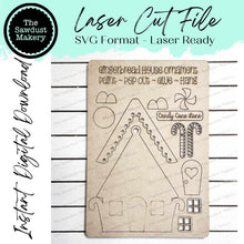 Load image into Gallery viewer, Gingerbread House Pop-Out Christmas Ornament SVG File | Laser Cut File | Christmas Ornament SVG | Ornament SVG | Gingerbread Laser Svg