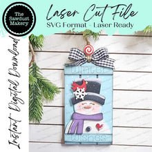 Load image into Gallery viewer, Winter Wishes Snowman Pallet Christmas Gift Card Holder Ornament SVG File | Laser Cut File | Christmas Ornament SVG | Ornament SVG